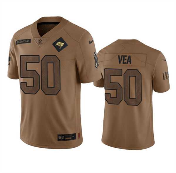 Mens Tampa Bay Buccaneers #50 Vita Vea 2023 Brown Salute To Service Limited Jersey Dyin->->NFL Jersey
